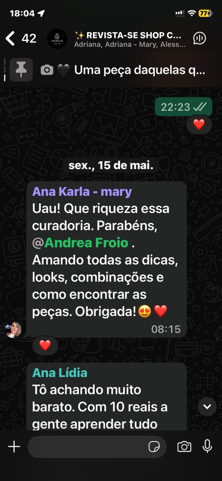 Depoimento do grupo Shop Club