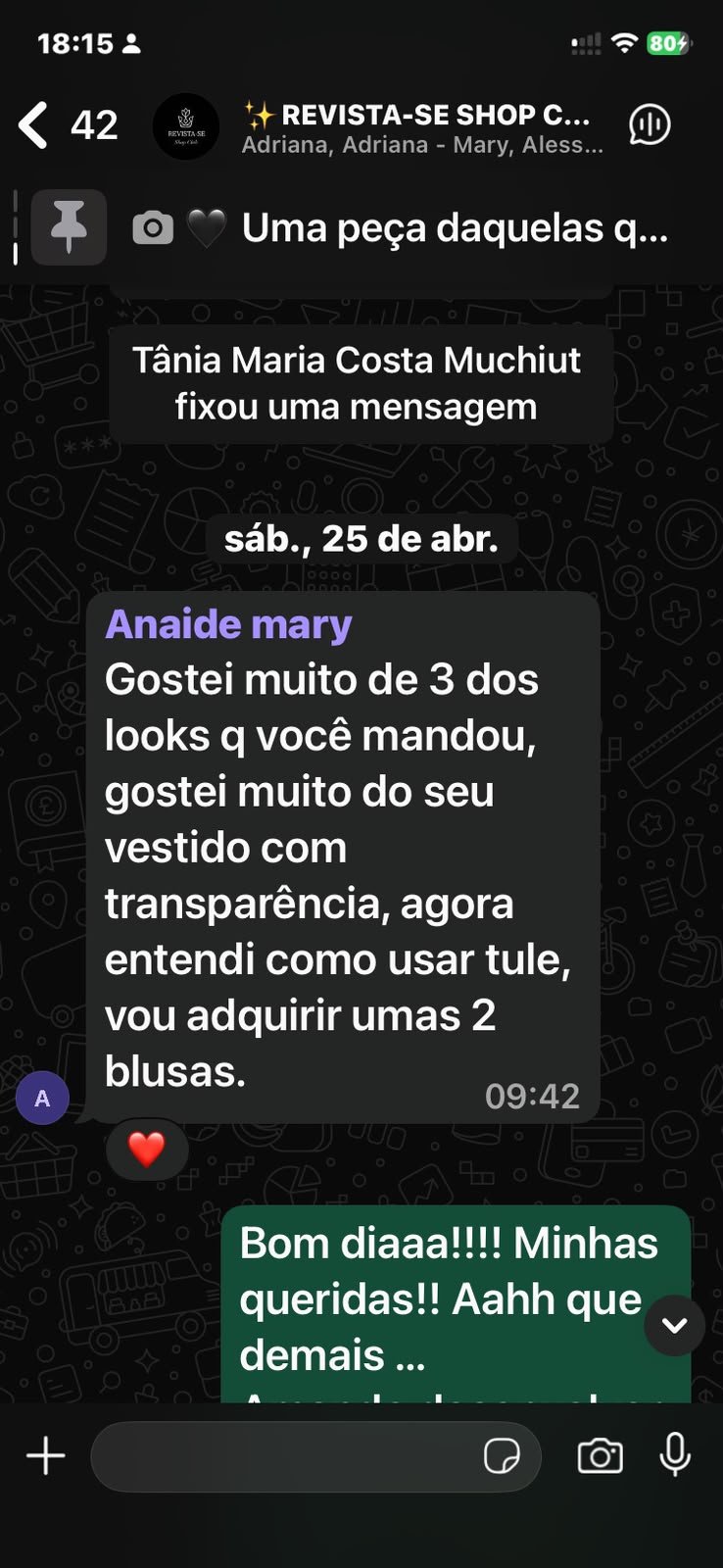 Depoimento do grupo Shop Club