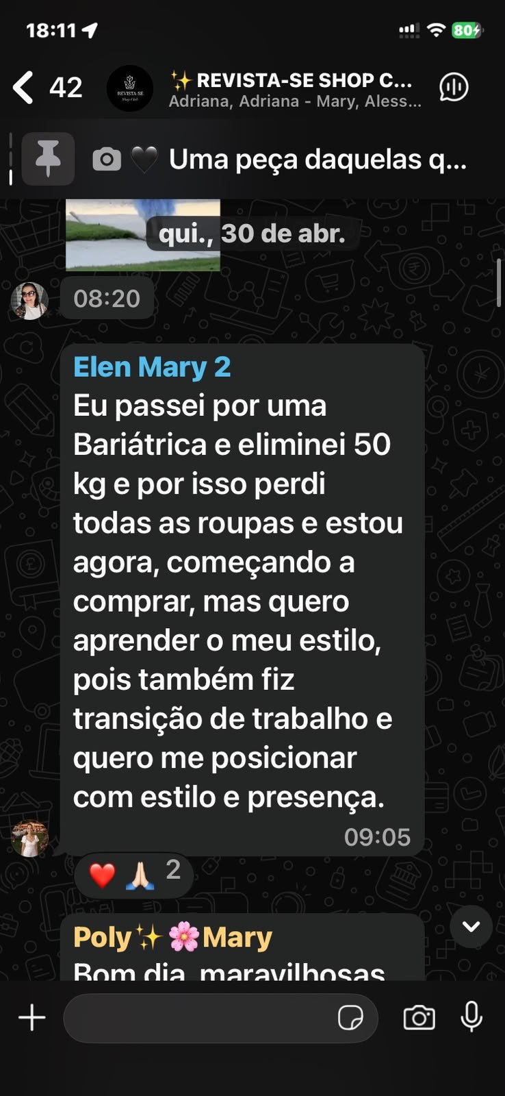 Depoimento do grupo Shop Club