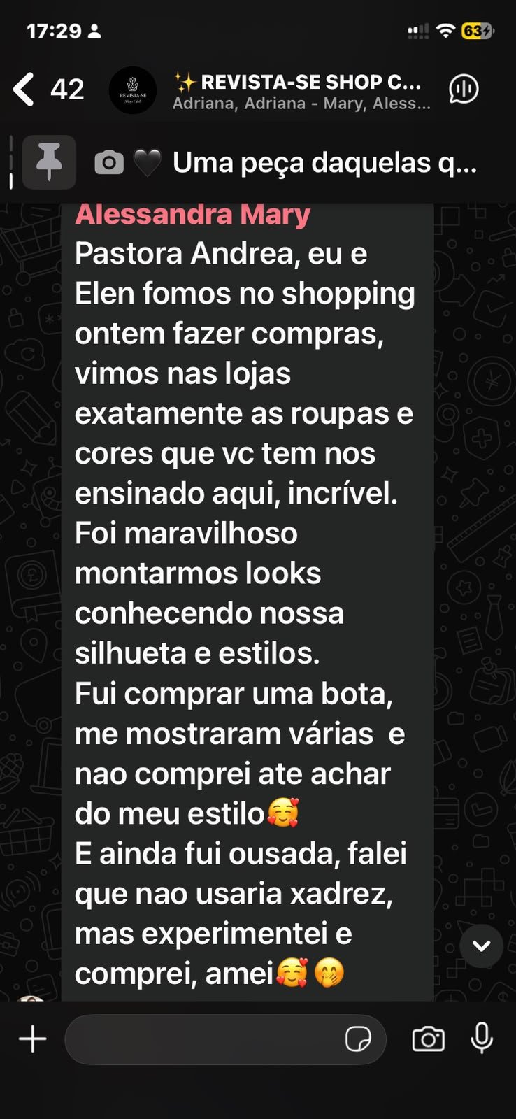 Depoimento do grupo Shop Club