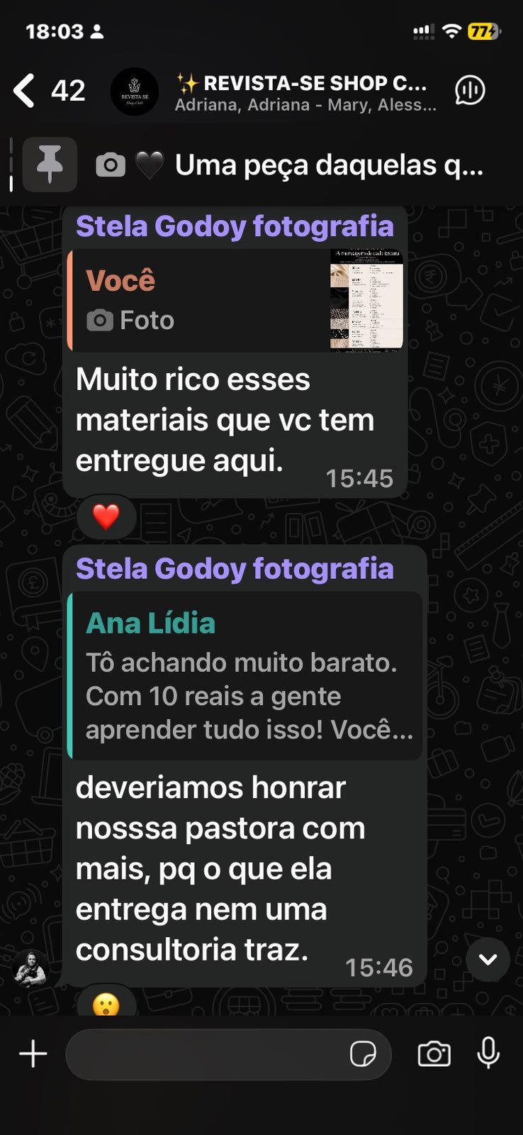 Depoimento do grupo Shop Club